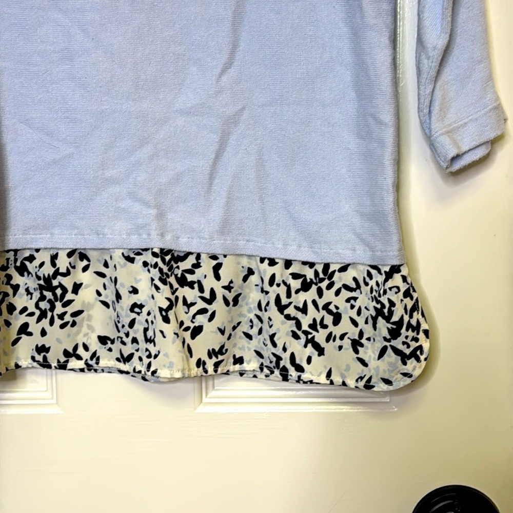 Ann Taylor Blue Ruffled Blouse with 3/4 Sleeves - Picture 3 of 5